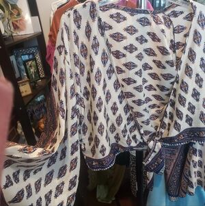 Bohemian Print Tie-Front Blouse